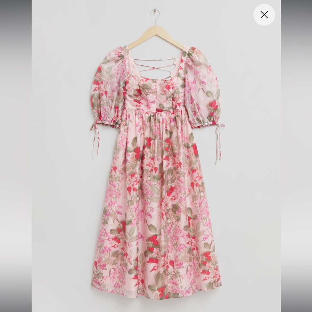 & Other Stories Babydoll Tied Sleeve Detail Dress